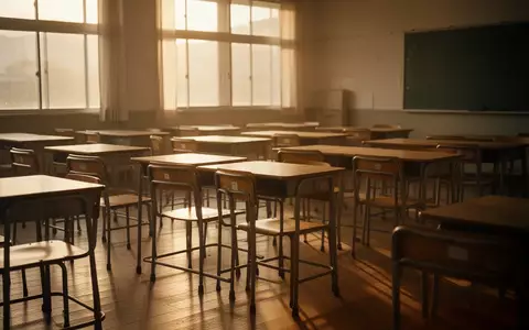 Ein leerer, sonnendurchfluteter Klassenraum mit leeren Schulbänken und Stühlen in einer ruhigen, minimalistischen Umgebung. - Foto: über boerse-global.de