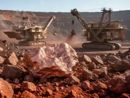 Nahaufnahme von Rohkupfererz in einem Tagebau-Bergwerk bei Tageslicht. - Foto: über boerse-global.de