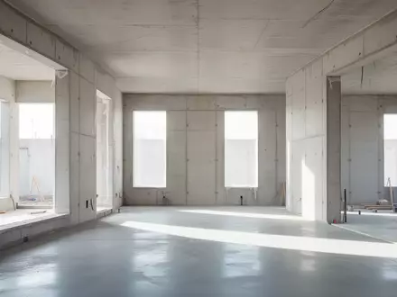 Heller, moderner Rohbau mit Sichtbetonwänden und natürlichem Lichteinfall in einem nachhaltigen Architekturprojekt. - Foto: über boerse-global.de