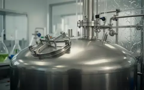 Edelstahltank in einer modernen Anlage zur mikrobiellen Fermentation von pflanzlichen Rohstoffen. - Foto: über boerse-global.de