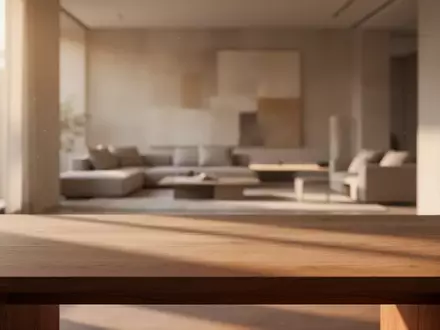 Ein minimalistischer, moderner Arbeitsbereich mit weichem Morgenlicht und klaren architektonischen Linien ohne technische Geräte. - Foto: über boerse-global.de