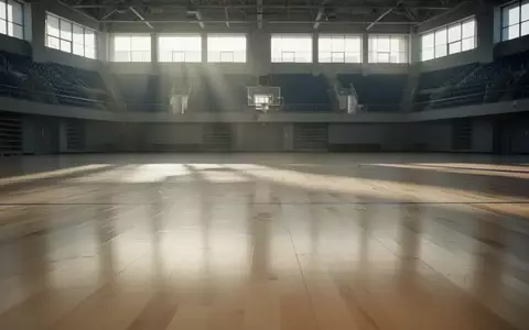Leerer, in sanftes Licht getauchter Hallenboden aus hellem Holz in einer Sporthalle. - Foto: über boerse-global.de