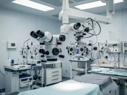 Ein moderner, steriler Operationssaal in einer Augenklinik mit hochpräzisen medizinischen Geräten. - Foto: über boerse-global.de