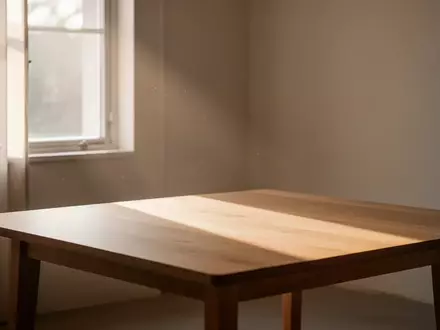 Ein heller, minimalistischer Raum mit natürlichem Lichteinfall auf einer leeren Holzoberfläche. - Foto: über boerse-global.de
