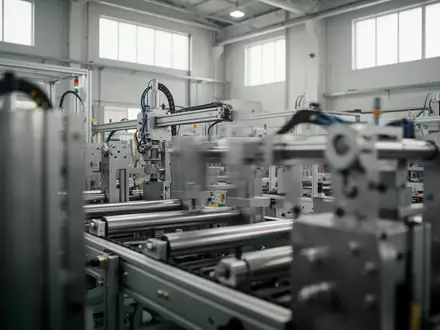 Moderne industrielle Fertigungshalle mit automatisierten Produktionsanlagen und präzisen Maschinenstrukturen. - Foto: über boerse-global.de