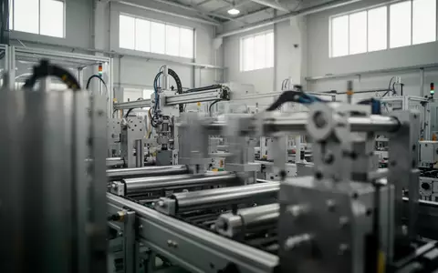 Moderne industrielle Fertigungshalle mit automatisierten Produktionsanlagen und präzisen Maschinenstrukturen. - Foto: über boerse-global.de