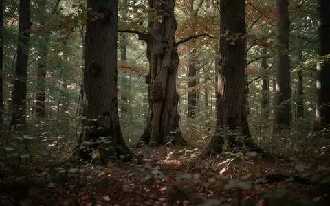 Dicht bewaldetes Gebiet im Hesse-Wäldchen mit alten Bäumen und natürlichem Unterholz bei herbstlichem Licht. - Foto: über boerse-global.de