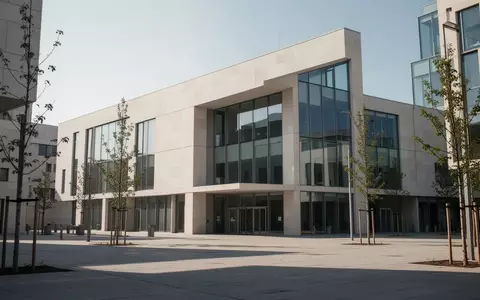 Modernes Verwaltungsgebäude mit heller Steinfassade und Glasfront an einem sonnigen Tag. - Foto: über boerse-global.de