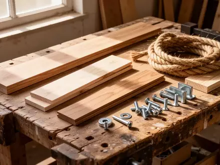 Eine Werkbank mit verschiedenen Materialien und Werkzeugen für Upcycling-Projekte in natürlichem Licht. - Foto: über boerse-global.de