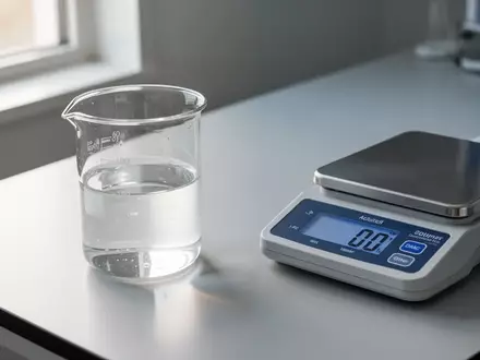 Ein sauberer Labortisch mit einem Glasbecher und einer medizinischen Waage in einem hellen, sterilen Umfeld. - Foto: über boerse-global.de