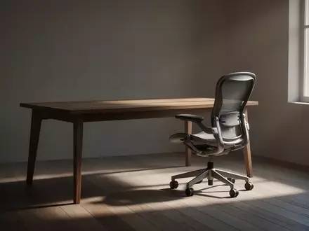 Ein minimalistisch eingerichtetes Heimbüro mit einem leeren Schreibtisch bei natürlichem Lichteinfall. - Foto: über boerse-global.de