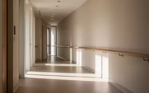Ein minimalistischer, lichtdurchfluteter Flur in einem modernen Wohngebäude für Senioren mit klaren architektonischen Linien. - Foto: über boerse-global.de