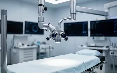 Ein steriler, moderner Operationssaal mit einem hochpräzisen chirurgischen Mikroskop und medizinischen Geräten. - Foto: über boerse-global.de