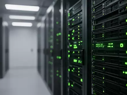 Moderne Serverinfrastruktur mit leuchtenden Statusanzeigen in einem Rechenzentrum. - Foto: über boerse-global.de