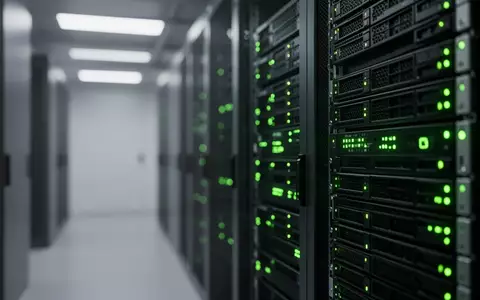 Moderne Serverinfrastruktur mit leuchtenden Statusanzeigen in einem Rechenzentrum. - Foto: über boerse-global.de