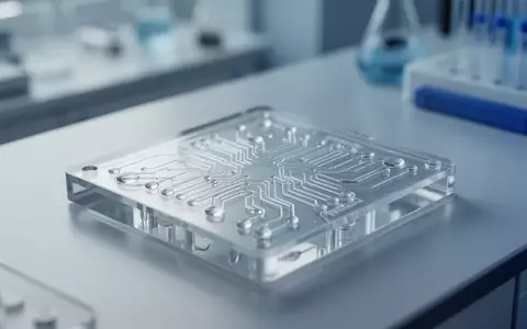 Ein mikrofluidischer Chip auf einem Labortisch zur Simulation biologischer Prozesse in der Gelenkforschung. - Foto: über boerse-global.de