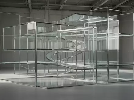 Abstrakte, mehrschichtige Architektur aus Glas und Metall in einem ruhigen Raum, die Komplexität und Struktur symbolisiert. - Foto: über boerse-global.de