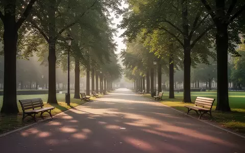 Ein sonniger, barrierefreier Spazierweg in einem öffentlichen Stadtpark mit Sitzbänken und Bäumen. - Foto: über boerse-global.de