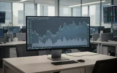 Ein moderner, ruhiger Arbeitsplatz an der Börse mit abstrakten Marktdaten auf einem Monitor. - Foto: über boerse-global.de