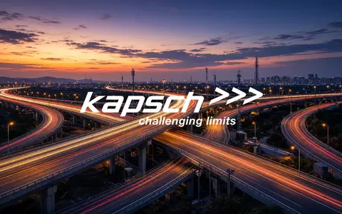 Moderne Autobahnkreuzung bei Dämmerung mit Lichtspuren von Fahrzeugen als Symbol für intelligente Verkehrsinfrastruktur. - Foto: über boerse-global.de