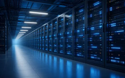 Moderne Serverinfrastruktur in einem Rechenzentrum mit leuchtenden Anzeigeleuchten als Symbol für Cloud-Computing. - Foto: über boerse-global.de