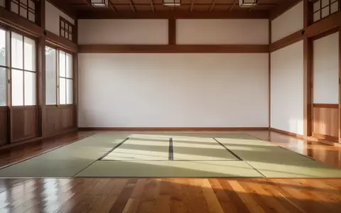 Ein heller, minimalistischer Trainingsraum mit poliertem Holzboden und Tatami-Matten in einem traditionellen Dojo. - Foto: über boerse-global.de