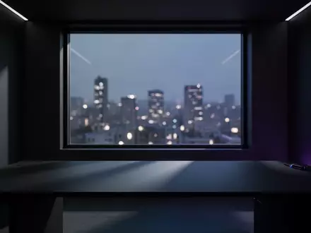 Ein minimalistisch gestalteter, dunkler Gaming-Raum in der Abenddämmerung mit stimmungsvoller Beleuchtung. - Foto: über boerse-global.de