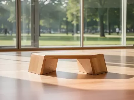 Ein heller, minimalistischer Fitnessraum mit Holzboden und einer einzelnen, leeren Holzstufe im Sonnenlicht. - Foto: über boerse-global.de