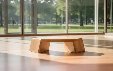 Ein heller, minimalistischer Fitnessraum mit Holzboden und einer einzelnen, leeren Holzstufe im Sonnenlicht. - Foto: über boerse-global.de