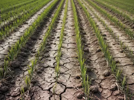 Ein weitläufiges, trockenes Ackerfeld mit sprödem Boden zwischen jungen Weizenhalmen, das die nachlassende Bodenqualität verdeutlicht. - Foto: über boerse-global.de