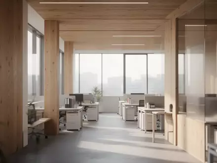 Ein minimalistisch gestaltetes, modernes Büro mit natürlichem Lichteinfall und aufgeräumten Arbeitsbereichen ohne Personen. - Foto: über boerse-global.de