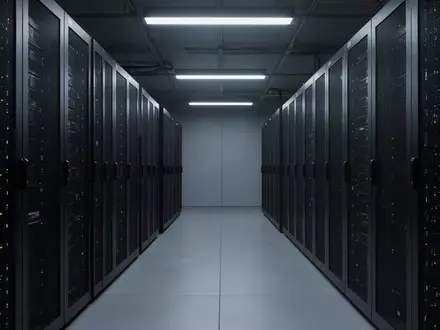 Ein moderner, minimalistischer Serverraum mit dunklen Server-Racks in einer ruhigen, professionellen Umgebung. - Foto: über boerse-global.de