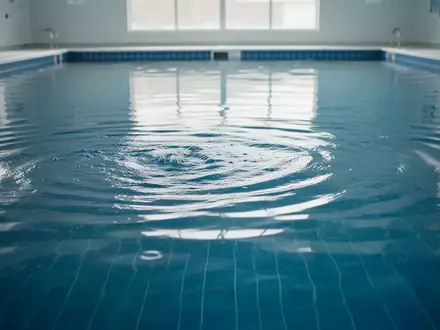 Ruhige Wasseroberfläche in einem Schwimmbecken mit sanften Wellen und natürlichem Lichteinfall - Foto: über boerse-global.de