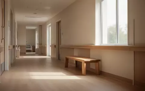 Ein ruhiger Flur in einer modernen Pflegeeinrichtung mit hellem Holzboden und einer Sitzbank vor einer neutralen Wand. - Foto: über boerse-global.de