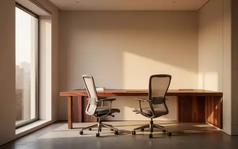 Ein minimalistischer, heller Arbeitsplatz mit einem leeren Schreibtisch und einfallendem Tageslicht. - Foto: über boerse-global.de