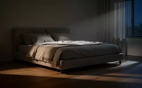 Ein minimalistisch eingerichtetes, ruhig beleuchtetes Schlafzimmer bei Nacht, das eine Atmosphäre der Erholung vermittelt. - Foto: über boerse-global.de