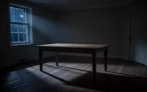 Ein minimalistisch eingerichtetes Esszimmer bei Nacht, in dem ein leerer Holztisch im Mondlicht steht. - Foto: über boerse-global.de