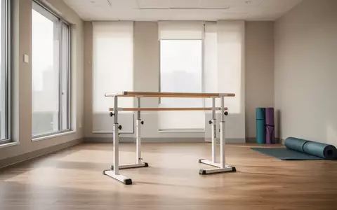 Ein heller, minimalistischer Physiotherapieraum mit Barren für das Gangtraining bei Tageslicht. - Foto: über boerse-global.de