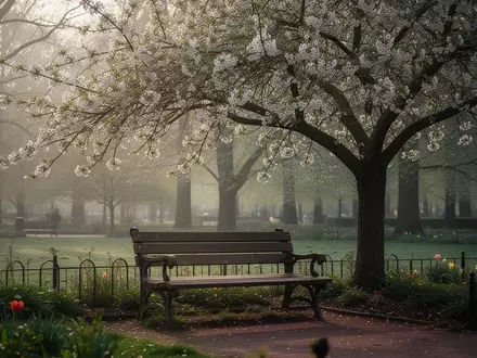 Symbolbild: Parkbank unter einem blühenden Baum - Foto: über boerse-global.de