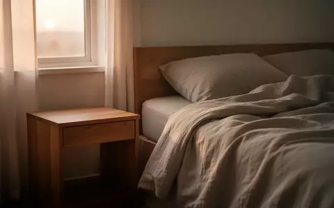 Ein minimalistisches Schlafzimmer bei Tagesanbruch mit weichem Licht, das auf ein ungemachtes Bett fällt. - Foto: über boerse-global.de