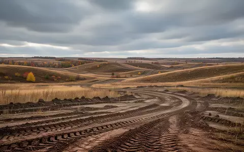 Weites, unebenes Testgelände in North Dakota mit Grasflächen und Reifenspuren unter einem bewölkten Himmel. - Foto: über boerse-global.de