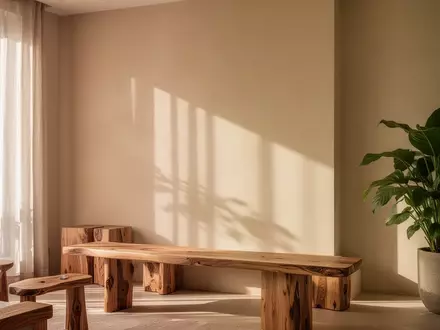 Minimalistischer, hell gestalteter Wohnraum mit neutralen Beigetönen, natürlichem Licht und einer grünen Pflanze. - Foto: über boerse-global.de