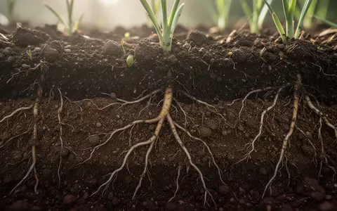 Nahaufnahme von organischen Bodenschichten und Pflanzenwurzeln als Symbol für biologische Prozesse und Wachstum. - Foto: über boerse-global.de