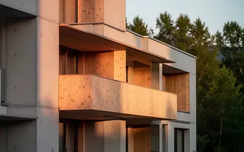 Moderne Wohnhausfassade in Österreich bei Sonnenuntergang - Foto: über boerse-global.de