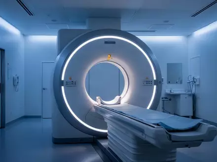 Ein moderner Magnetresonanztomograph in einem klinischen Untersuchungsraum bei gedimmter Beleuchtung. - Foto: über boerse-global.de