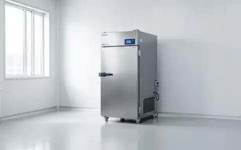 Ein steriler, minimalistischer Laborraum mit einem professionellen Tiefkühlgerät in einer hellen, klinischen Umgebung. - Foto: über boerse-global.de