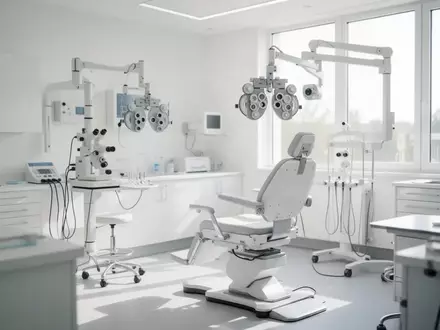 Ein heller, moderner Behandlungsraum in einer Augenklinik mit medizinischen Geräten in einer ruhigen, sterilen Umgebung. - Foto: über boerse-global.de