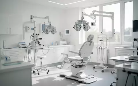 Ein heller, moderner Behandlungsraum in einer Augenklinik mit medizinischen Geräten in einer ruhigen, sterilen Umgebung. - Foto: über boerse-global.de