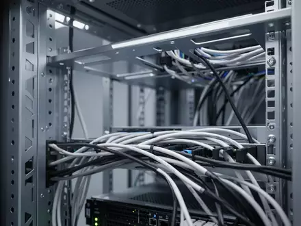 Nahaufnahme einer aufgeräumten Server-Infrastruktur mit strukturierter Verkabelung in kühlem, professionellem Licht. - Foto: über boerse-global.de