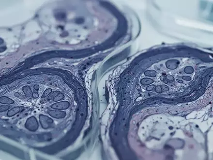 Mikroskopische Aufnahme von biologischem Gewebe in einem Labor, die zelluläre Strukturen und Texturen zeigt. - Foto: über boerse-global.de